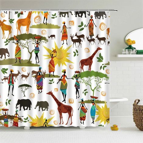 Rideau de douche amusant avec crochets, imperméable, motif chat et chien 3D, 180 x 240 cm, personnalisable et créatif.