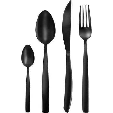 Orion elegantes Besteckset schwarz 24-teilig Edelstahl