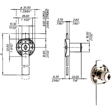 Cerradura para muebles cerrojo inferior 2632 Meroni