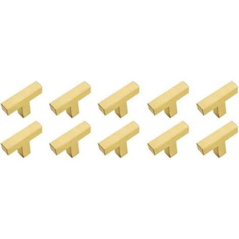 Set mit 10 quadratischen, einlochigen, 50 mm langen Küchenschrankgriffen aus Edelstahl, gebürstetes Gold (1/5)