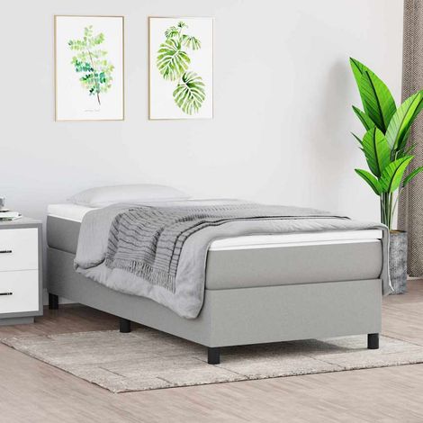Cama box spring con colchón tela gris claro 80x200 cm (1/5)