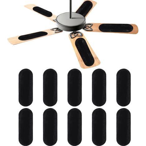 10-teiliges Set Deckenventilator-Filter für Flügel, 1 cm dicke, ovale Aktivkohlefilter, Zubehör für Deckenventilatoren in Haus, Büro und Küche, Schwarz (1/5)