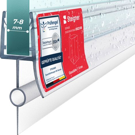 STEIGNER Duschdichtung, 180cm, Glasstärke 7/8 mm, Gerade PVC Ersatzdichtung für Dusche, UK22-08