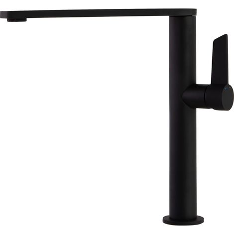 Grifo de Fregadero de Cocina Monomando Negro Mate de Líneas Rectas (1/4)