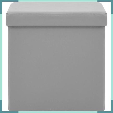 Tabouret de rangement pliable - 338782 - Gris - PVC & MDF - Siège rembourré amovible (1/5)