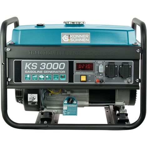 Könner & Söhnen Generador de Gasolina KS 3000, 3,0 kW, Motor K&S Fiable, Arranque Manual, Protección contra Sobrecarga, Ideal para Hogar, Camping, Bricolaje y Pequeñas Emergencias