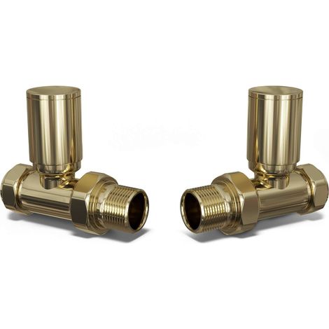 Round - Polished Brass Radiator Valves Straight 8mm
