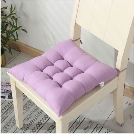 Coussin de chaise carré avec attaches, épais et doux, violet, pour chaise de bureau, salle à manger et meubles - 40 x 40 cm (1/4)