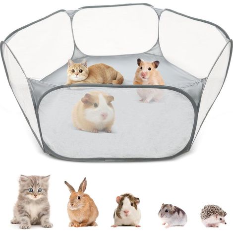 Enclos pliable pour petits animaux, tente d'exercice, bec portable, respirant et transparent, pour cochons d'Inde, hamster, chinchilla, chiot (1/5)