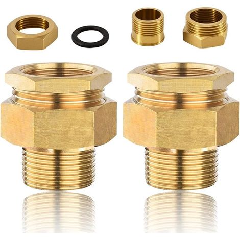 Raccord à vis en laiton 3/4" AG/IG, G3/4, raccord fileté conique avec filetage extérieur, raccord DN20 (1/5)