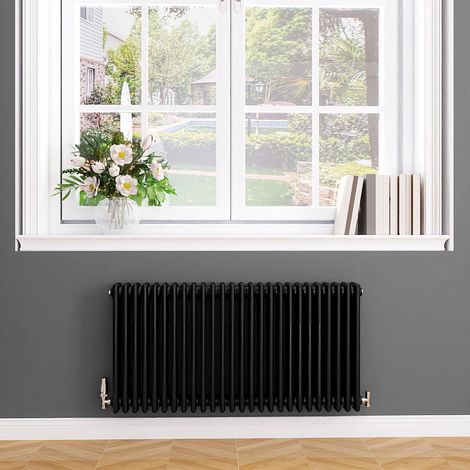 Biubiubath Traditional Cast Iron Style Radiator Horizontal 4 Column Black 600x1190mm