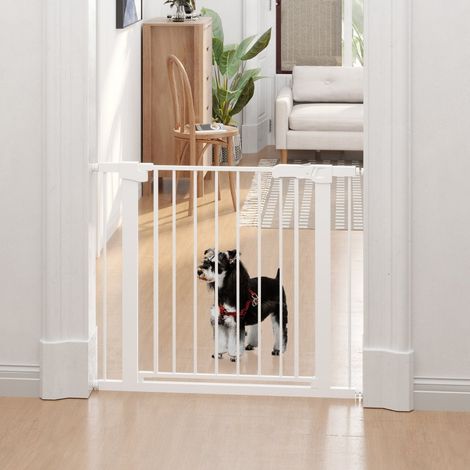 Calandre de porte sans perçage largeur réglable 75-96 cm,ouverture à une main,fermeture automatique,métal blanc.