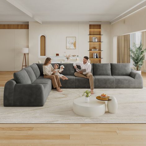 401cm Schwamm Kompressions sofas,Boneless Sofa,L-förmiger,Kompressions sofas for Wohnzimmer, Schlafzimmer, Wohnung, Keine Montage erforderlich,Dark Gray (1/5)