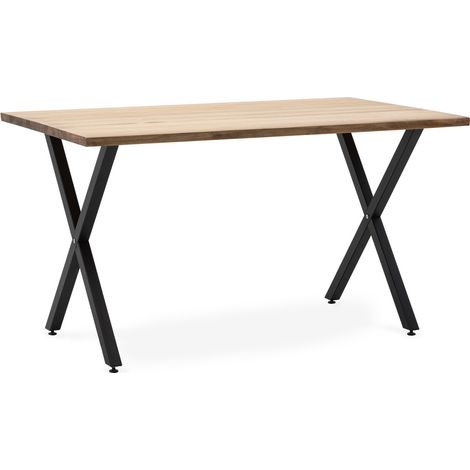 Mesa Comedor Pata X ECO 140x80x75cm Negra en madera maciza de pino acabado vintage estilo industrial Box Furniture