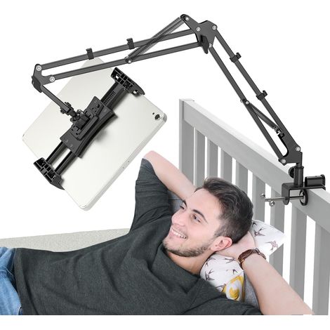 Support de tablette de lit Ineasicer. Support rotatif à 360° avec bras robustes en aluminium. Compatible avec les iPhones, iPads et autres appareils électroniques dotés d'écrans de 4,7 à 12,9 pouces.