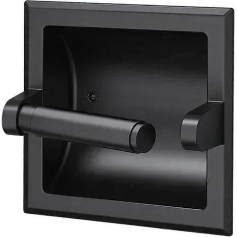 Porte-papier toilette en métal noir, support de fixation encastré pour salle de bain (1/5)