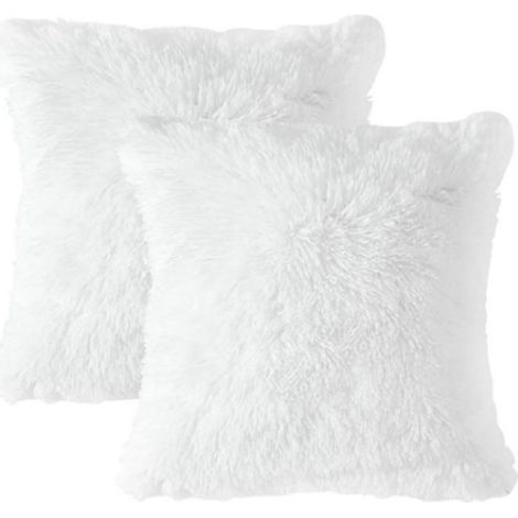 Lot de 2 housses de coussin, fausse fourrure, 40x40 cm, polyester doux, décoratif salon chambre (1/5)