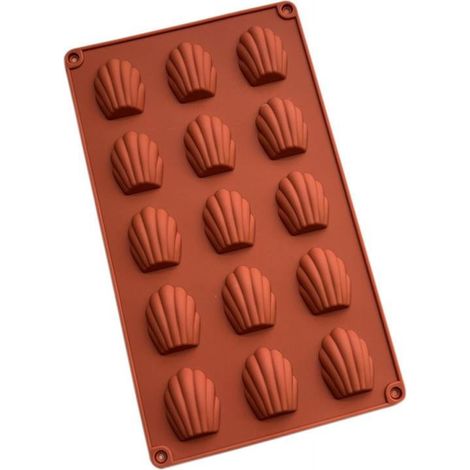 Moule À Madeleines - Silicone Antiadhésif - Forme Coquillage - Pour Four Micro-ondes Congélateur Lave-vaisselle - 15 Emplacements Sans Cornes (1/5)