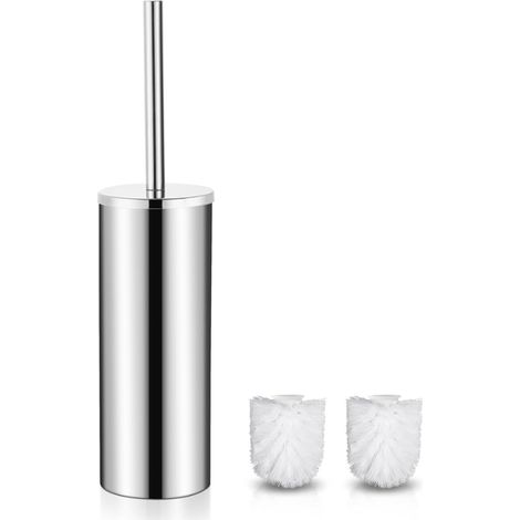 Toilet Brush Stainless Steel Toilet Brush with Brush Heads for Bathroom Silver (1/2)