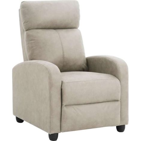 Sillón relax manual Martinica tapizado en tela beige. 100cm(alto) 67cm(ancho) 84cm(fondo) (1/2)