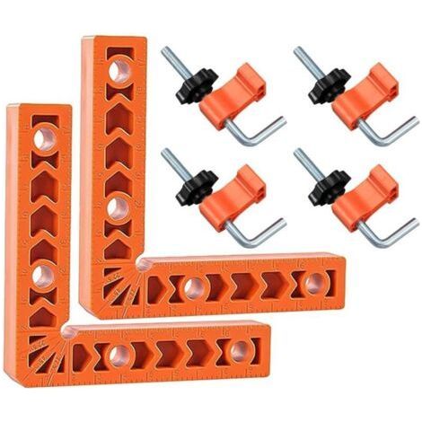 Corner Tensioner Set of 2, 100 x 100 mm, 90° Positioning Angle, Plastic, with 4 Clamps, for Woodworking, DIY, Crafts (1/5)