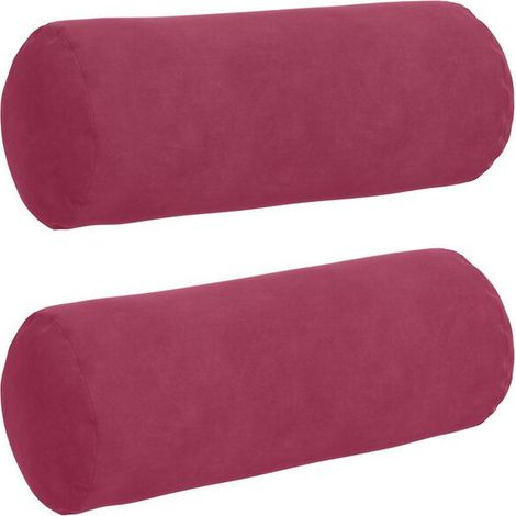 Coussins décoratifs, lot de 2, rouge bordeaux, 15 cm de diamètre x 40 cm de hauteur (1/5)