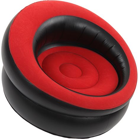 Canapé gonflable floqué, fauteuil gonflable simple pour salon, chambre, coin lecture, bureau, balcon, voyage, rouge