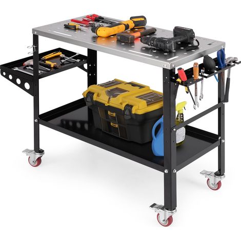 COSTWAY Welding Table 580KG Welding Workbench on Wheels w/ Tool Rack & Tray (1/5)