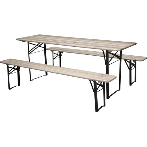 Guniess Table de pique-nique avec bancs, noir, naturel.
