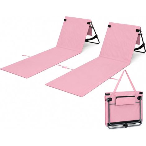 Drift Savage Lot de 2 chaises longues de plage pliables (Rose bébé) (1/5)
