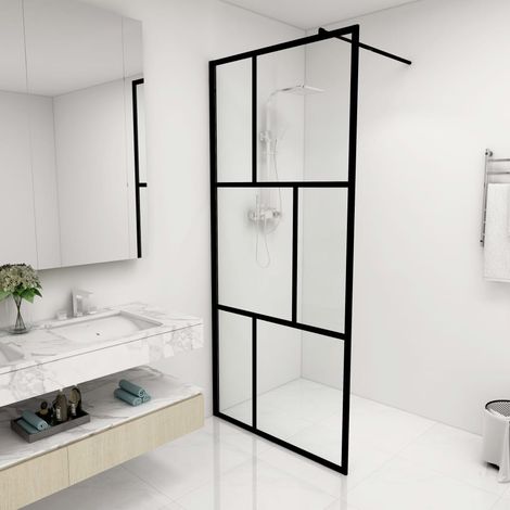 Paroi de douche à l'italienne Paroi de baignoire avec verre trempé Noir 90x195 cm 36336 (1/5)
