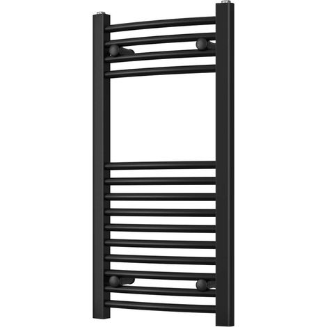 Zennor - Black Heated Towel Rail - H800mm x W400mm - Curved (1/3)