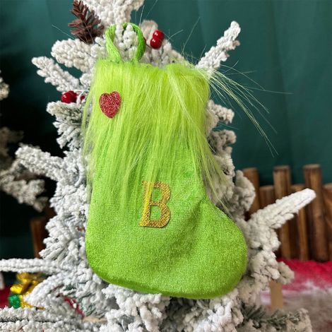 Chaussette De Noël - Tricotée En Laine - Avec Bordure Fourrée - Pour Décoration De Cheminée Ou Arbre De Noël - 18 X 12,5 Cm - Lot De 1 (1/5)