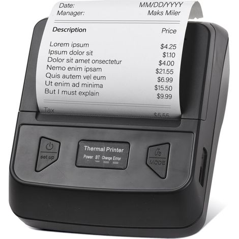 Bisofice PT390 mobiler Thermodrucker – Bluetooth, USB, Typ C, 80 mm – Kompatibel mit Android/iOS/Windows (1/5)