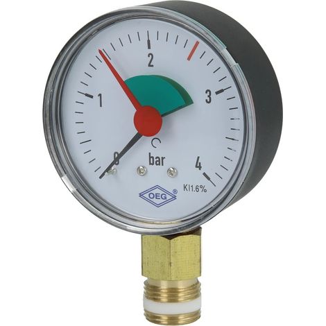 Manomètre de chauffage 0 - 4 bars 3/8'' radial 63 mm auto-étanche