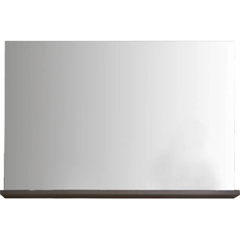 COAST - Meuble d'entrée - Miroir avec tablette mélaminé coloris gris ciment. Largeur - hauteur - profondeur : 90 62 20 cm. (1/5)