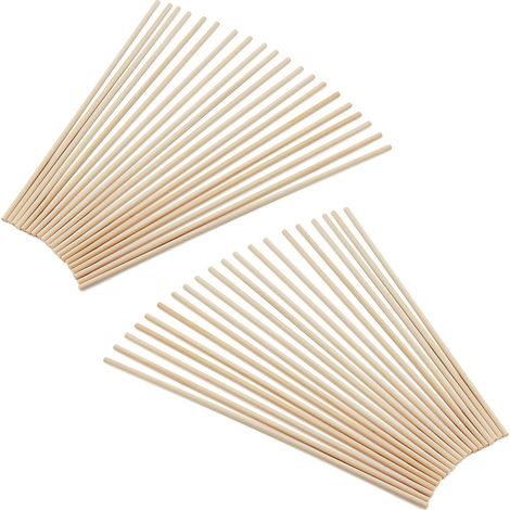 Lot de 100 tiges de cheville de 30 cm, baguette bois ronde 5mm, tiges de cheville en bois naturel, bâtons ronds en bois dur brut pour bricolage, travaux d'art (1/5)