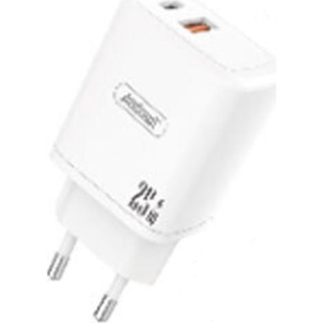 TRADE SHOP - Caricabatterie Da Muro A 2 Porte Usb + Type-c Q-cd809 25w Power Delivery Quick Charge 3.0 -