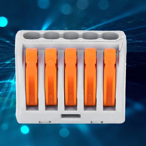 Lot de 10 borniers PCT-215 à 5 voies pour câbles électriques d'éclairage, connexion rapide (1/5)