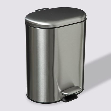 Poubelle "Softclose" à pédale Sili métal 6 l Atmosphéra - Inox - Inox - (1/5)