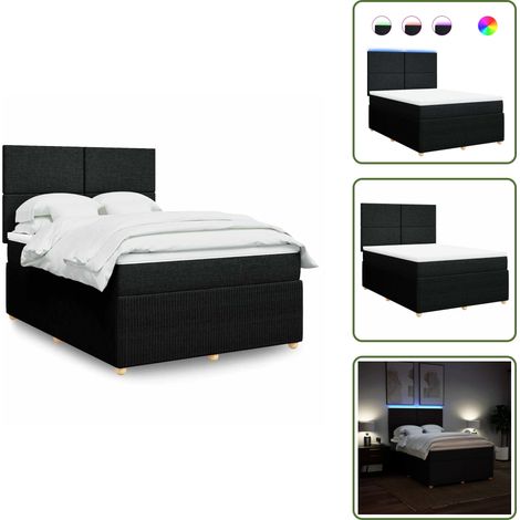 vidaXL Boxspringbett mit Matratze Schwarz 140x190 cm Stoff (1/5)