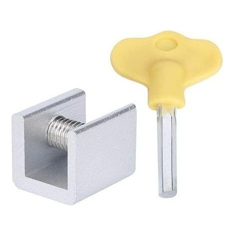 Butée de Fenêtre Coulissante 2 Pièces Serrure Fenetre Coulissante Bloque Baie Vitrée Coulissante en Alliage d'Aluminium Verrou Fenetre Coulissante avec Clé Réglable pour Fenêtre Porte (1/5)