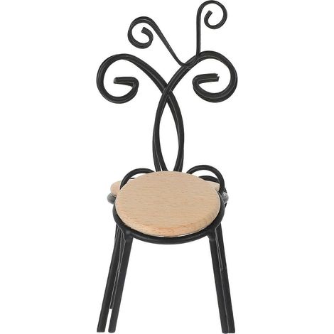 Chaises miniatures, parfaites pour la décoration de meubles miniatures, ensemble de 5 pièces en bois de fer noir. (1/5)