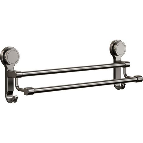 Porte‑serviettes mural à ventouse sans perçage, double barre pour salle de bain, 60 cm (1/3)
