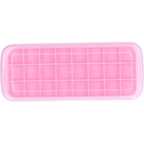 Eiswürfelform mit 24 Fächern und Deckel, lebensmittelechtes Silikon, zum Selbermachen, rosa, für Bar und Zuhause, wiederverwendbar (1/5)