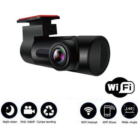 Dashcam Voiture WiFi Full HD 1080P, Caméra Embarquée Voiture sans Écran Grand Angle 140°,Dash Cam avec Enregistrement en Boucle (1/4)