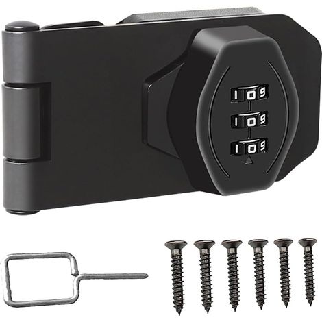 Serratura senza chiave, serratura a combinazione a 3 cifre con manopola girevole per armadietto, porta scorrevole di sicurezza per piccole porte, armadi, porta del fienile, bagno, esterno