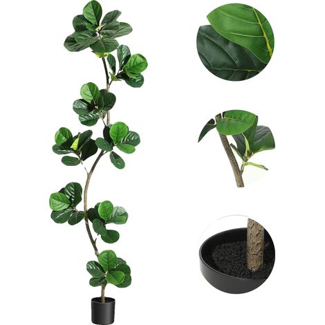 Albero di fico a foglia di violino artificiale, design realistico, decorazione per interni ed esterni, 210 cm (1/2)