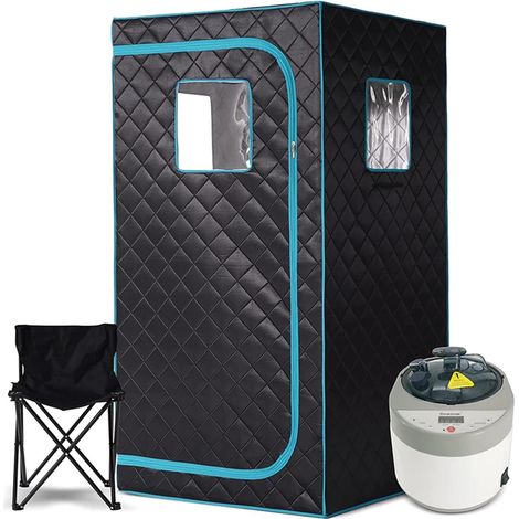 Kit de sauna portatif Ensemble de sauna à vapeur for tout le corps, grand pot à vapeur de 4 L, spa for une personne, avec télécommande de température et de temps, thérapie détox Tente de sauna personn