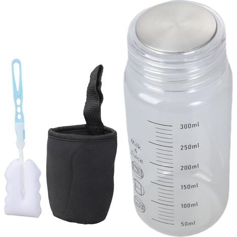 Bouteille d'eau en verre borosilicate graduée de 300 ml avec échelle de mesure pour lait, jus de fruits, café (1/5)